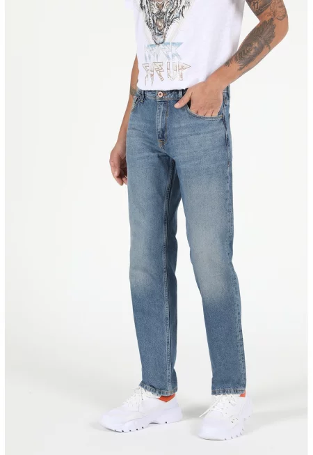 Дънки със захабен ефект - Светлосин