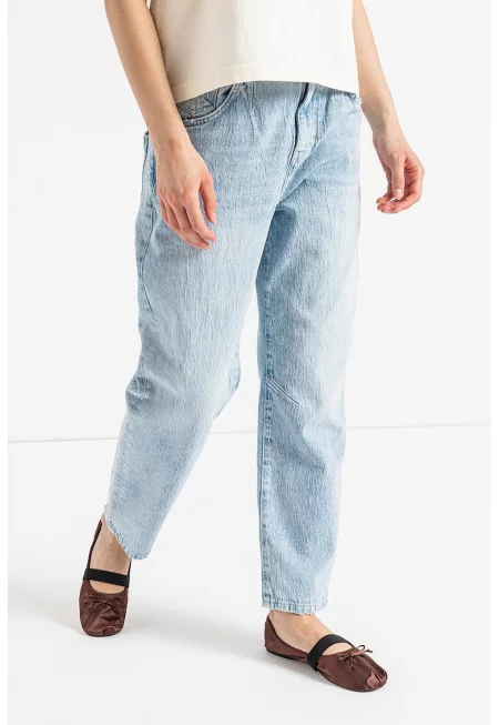 Дънки стил Mom с висока талия - Светлосин