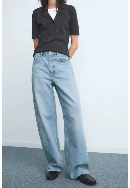 Дънки тип Barrel с ниско дъно и миди талия