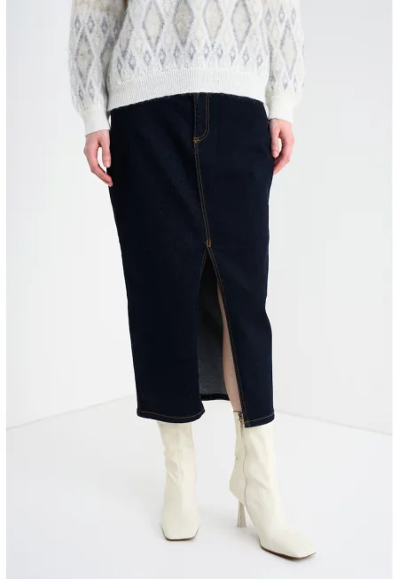 Дънкова пола с цепка