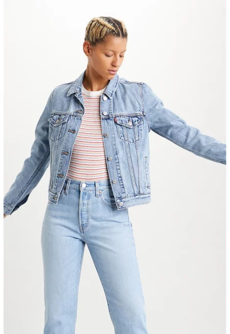 Дънково яке с копчета - Светлосин