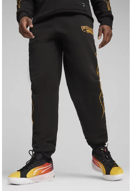 Десениран спортен панталон Caution - Черен/Оранжев
