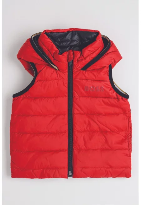 Двулицев елек с пухена вата - Тъмночервен