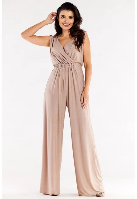 Елегантен гащеризон без ръкави A552 - Бежов