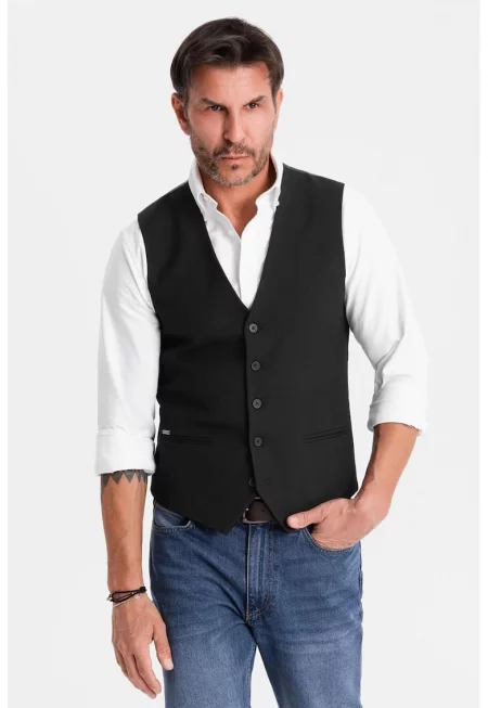 Елегантен потник със зигзагообразен десен SLIM FIT  OM-BLZV-0143