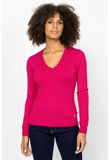 Фино плетен слим пуловер Hofli с шпиц