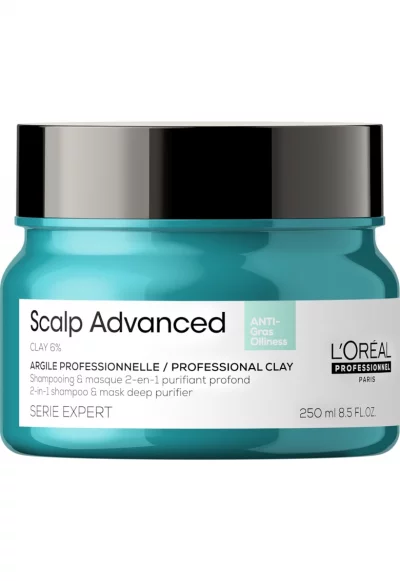 Глинена маска 2 в 1  Serie Expert Scalp Advanced - За многократна употреба - За мазен скалп - С 6% глина - 250 мл