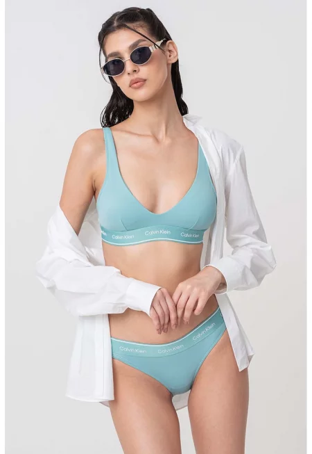 Горнище на бански с лого - Тюркоаз