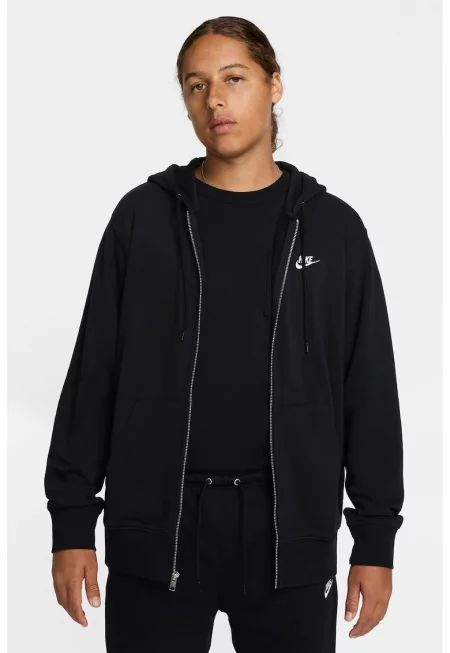 Худи Club с памук и цип - Бял/Черен