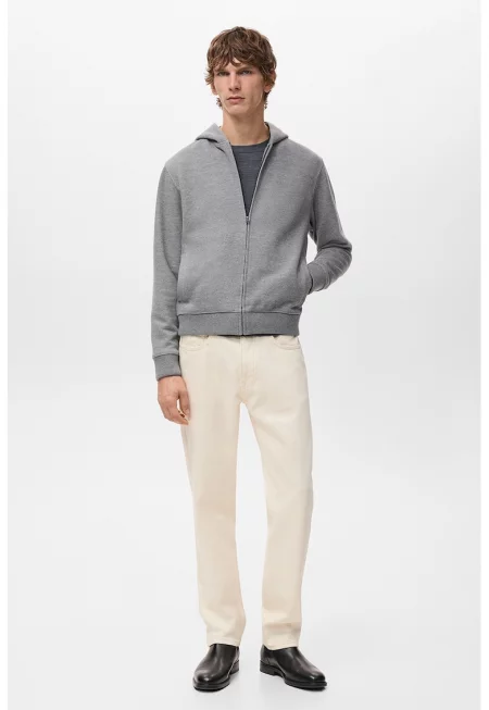 Худи с цип и джобове - Сив меланж