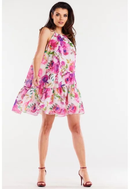 Къса флорална рокля без ръкави - в A A499