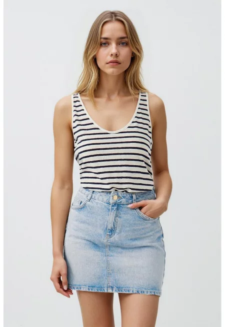 Къса пола от деним - Светлосин