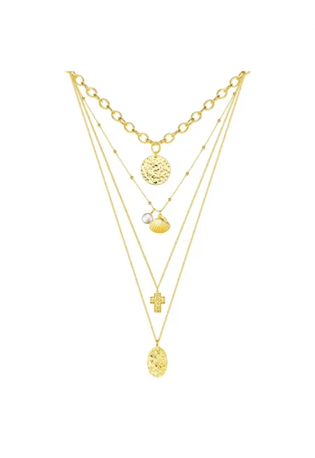 Колие на пластове с 14К злато - Златист