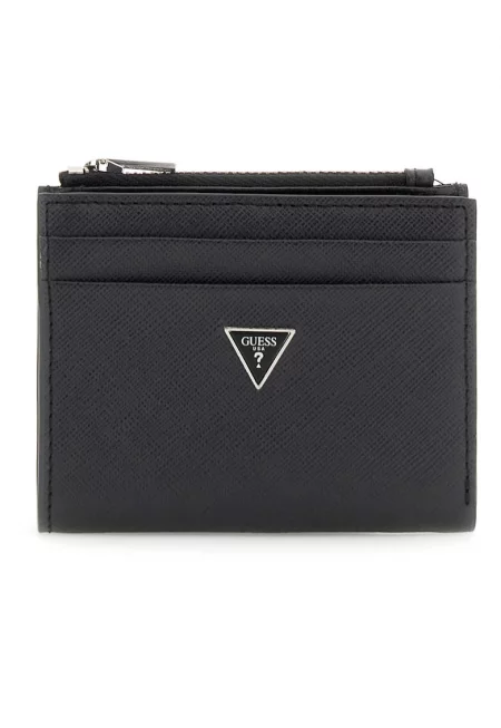 Кожен портфейл с релеф Сафиано - Черен