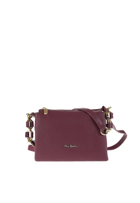 Кожена чанта през рамо Brunilde с отделяща се презрамка - Бордо