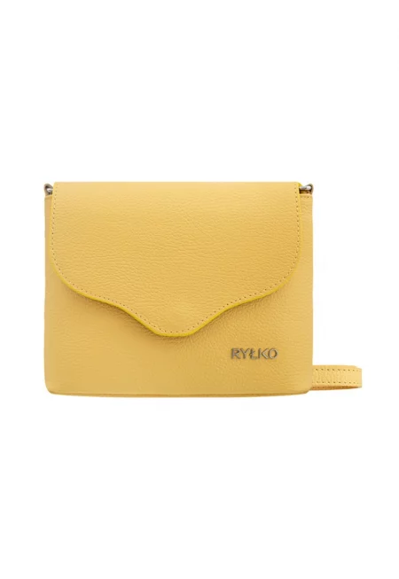 Кожена чанта през рамо с капаче - Жълт