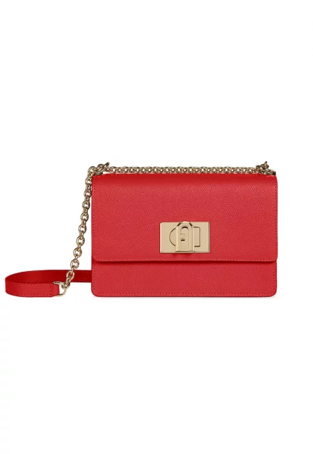 Кожена чанта през рамо с презрамка-верижка с протектор за рамото