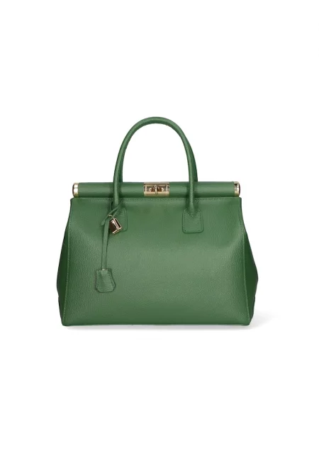 Кожена чанта с отделяща се презрамка - Зелен