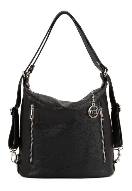 Кожена чанта с релеф - Черен