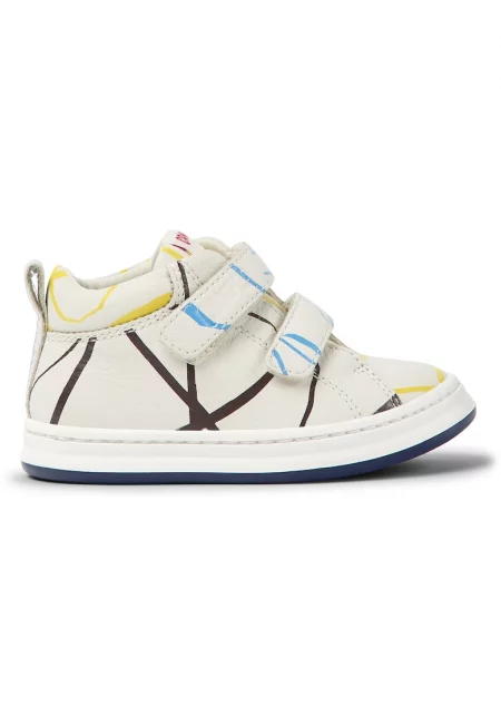 Кожени спортни обувки Runner Four 1741 с велкро - Бял/Син