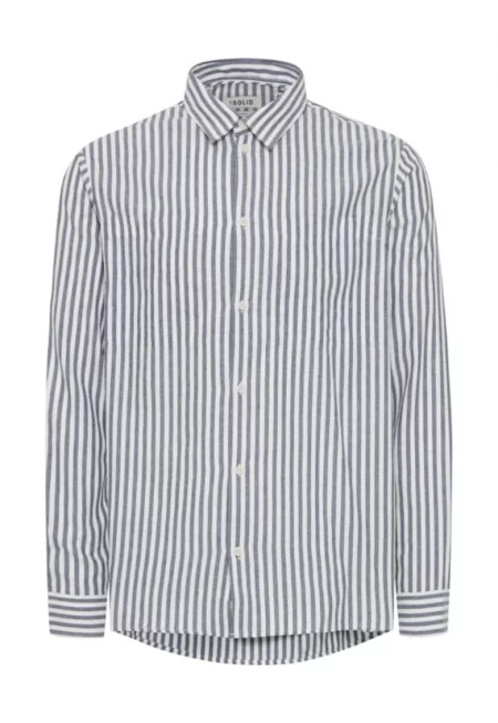 Мъжка риза - Едноцветна - 302907151 - Памук - Син