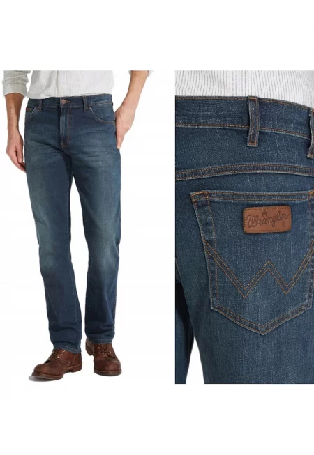 Мъжки дънки Wrangler  прави - тъмносини - W48 L32