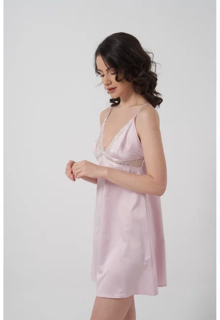 Нощница Issa с шпиц и дантела - Пастелнорозов