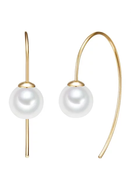 Обеци с покритие от 14K злато и перли - Златист