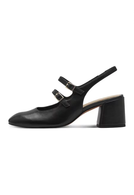 Обувки от еко кожа с масивен ток - Черен