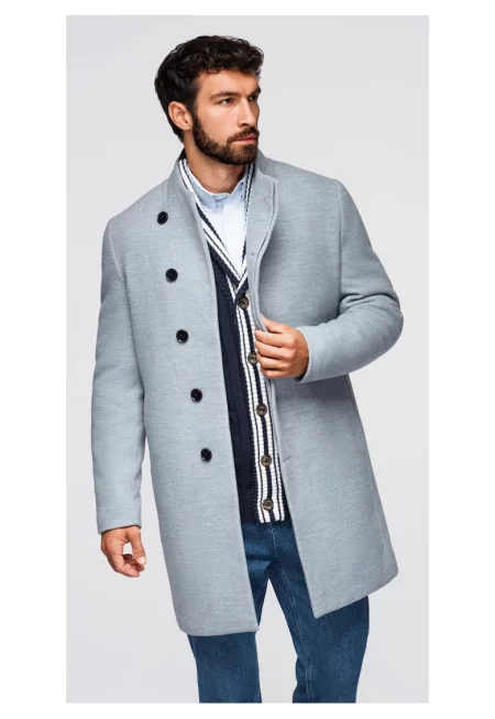 Палто с висока яка  Сив