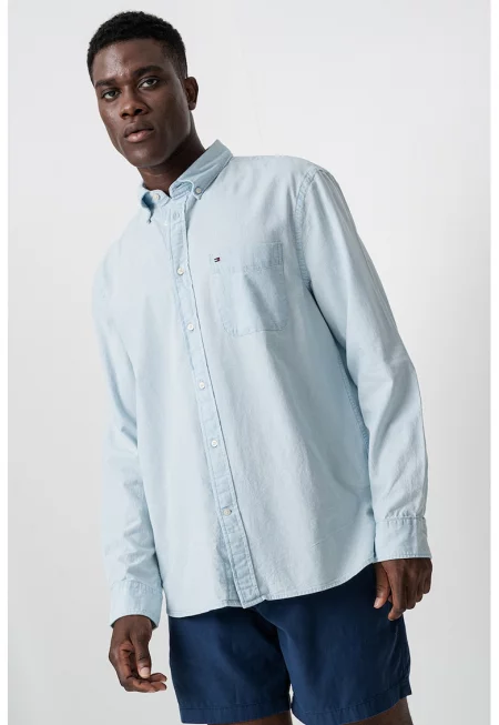 Памучна риза с пришит джоб