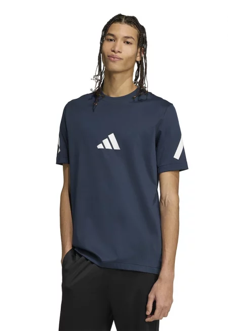 Памучна тениска Z.N.E с лого - Бял/Тъмносин