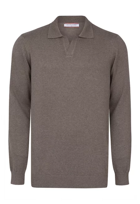 Плетен пуловер с яка