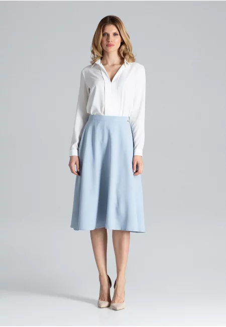 Пола  Миди - Разкроена - Полиестер - XL INTL - Светлосин