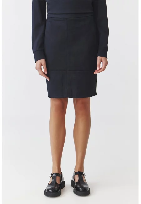 Пола тип молив от еко велур - Тъмносин