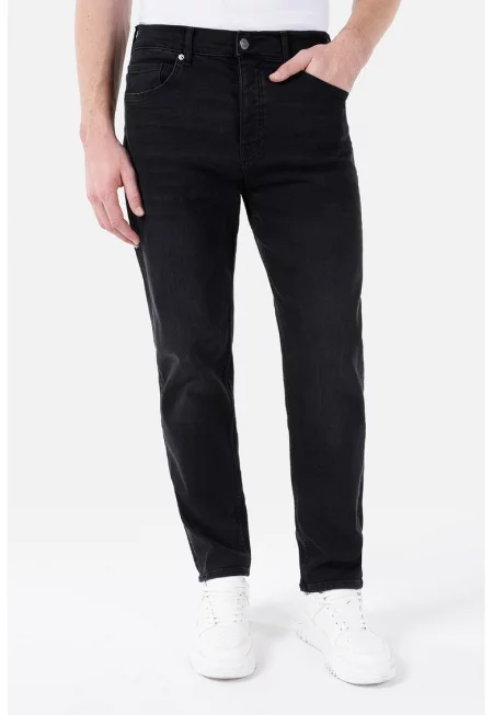 Прави дънки с ниска талия - Черен