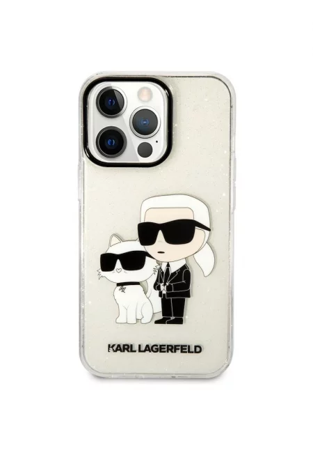 Предпазен калъф  IML Glitter Karl and Choupette NFT за iPhone 13 - Прозрачен