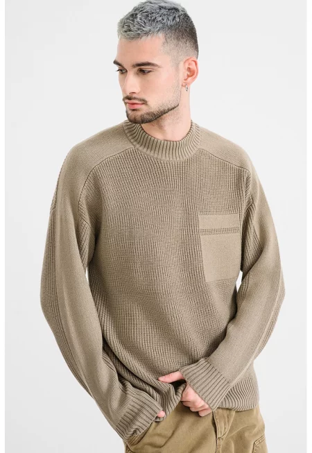 Пуловер Andern с вълна - Светлокафяв