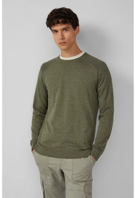 Пуловер от памук с овално деколте