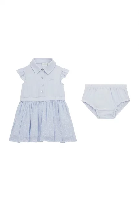 Разкроена памучна рокля и гащички - 2 части - Светлосин