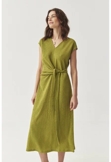 Разкроена рокля - Маслинено зелено