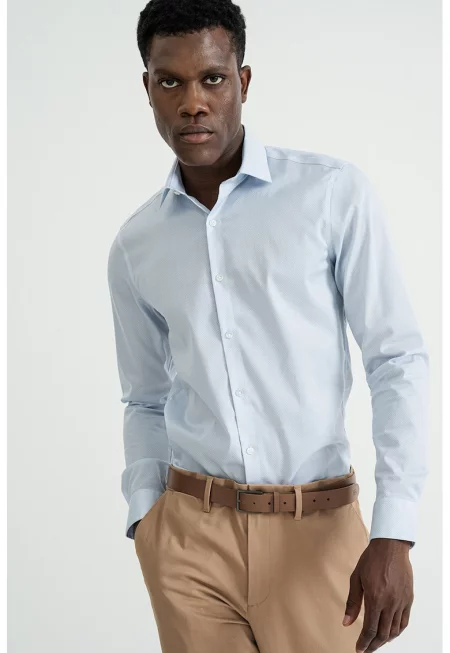 Риза Classic - Пастелносин/Бял