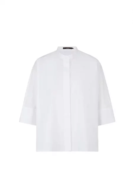 Риза тип туника със скрито закопчаване с копчета - Бял