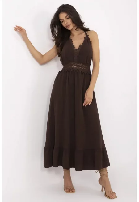 Рокля  памук - кафява - един размер