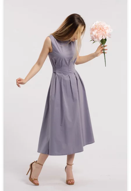 Рокля с джобове - Бледа лила