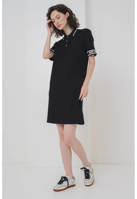 Рокля с модал и яка - Черен