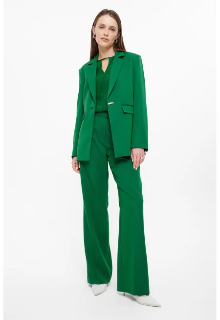 Сако с раздвоен ревер и джобове с капаче - Зелен