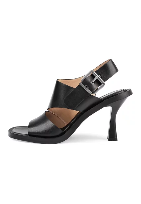 Сандали от еко кожа с масивен ток - Черен