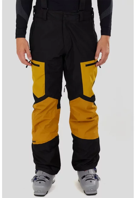 Ски панталон Nexara 3L с цветен блок - Черен/Шафраново жълто