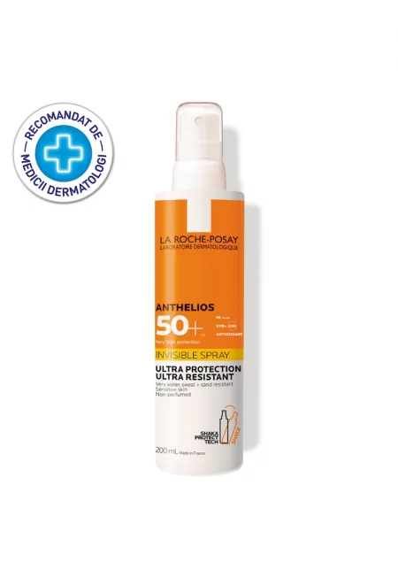 Слънцезащитен спрей SPF 50+  Anthelios - Невидим - Без парфюм - За тяло - За чувствителна кожа - Ултра устойчив - 200 мл